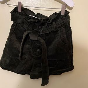 Love tree size small paper bag short Green corduroy button up tie waist belt NWT